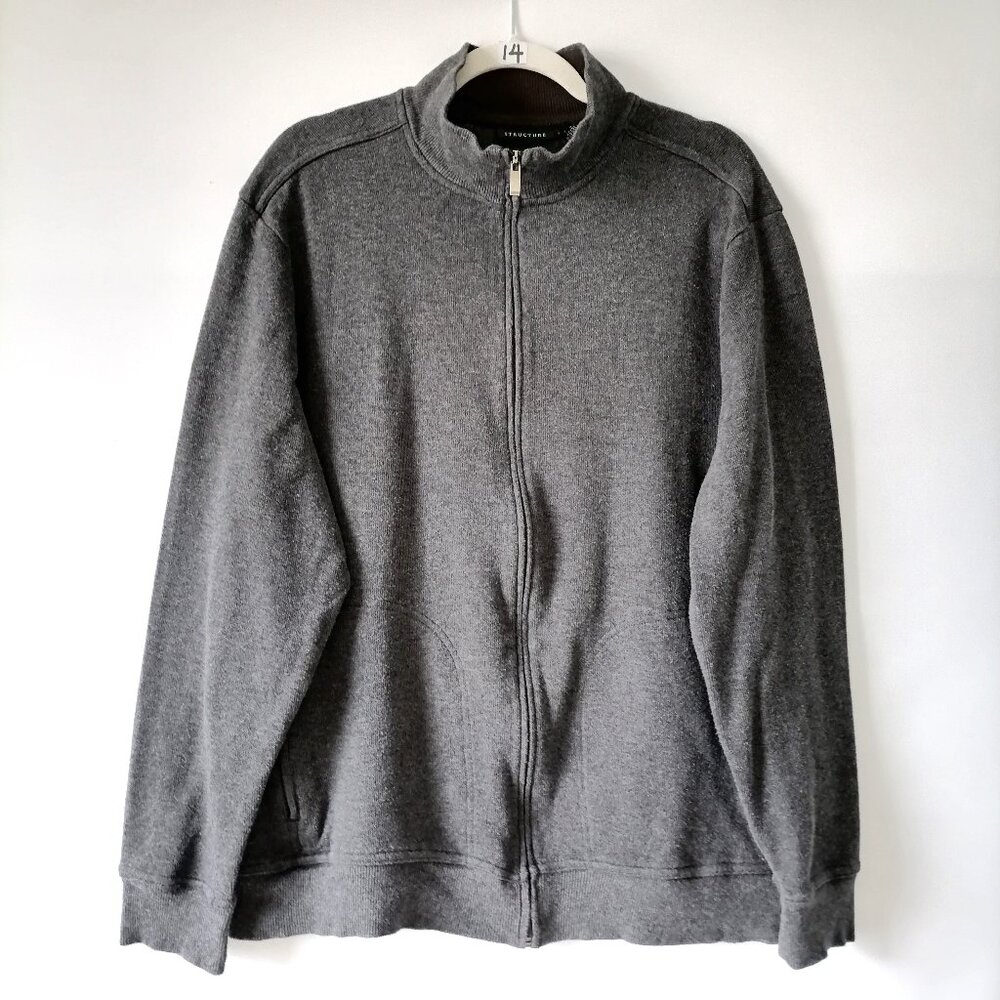 Structure Mens Gray Long Sleeve Full Zip Mock Neck Knitted Sweater Size XL